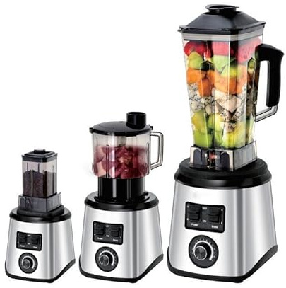 Blender 3 en 1 9500W - Juego de licuadora, picadora y molino con 3 cuencos, gran capacidad cuchillas especializadas, robot culinario multifunción potente para el hogar (A)