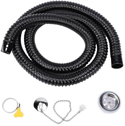 NOENNULL Kit de Connecteur et de Tuyau de Vidange D'évier de Camping-car, Kit de Tuyau de Vidange D'évier de Camping-car Anti-fuite, Drainage Flexible avec Chaîne Anti-perte, de