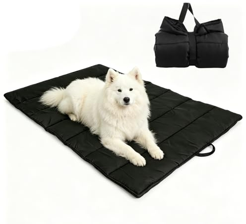 PORFOYO Hundfilt för resor: 120 x 70 cm utomhus öppningsfilt, vikbar vattentät hundresefilt utomhus för resor, inomhus, camping (svart)