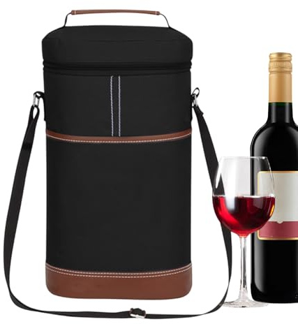 Wine Cooler Bag,2 Bottles Insulated Tote Storage Pouch | Portable Wine Case Bag - for Beach, Traveling, Work Lunches, Trips, Hiking, Camping, Picnicking, Women, Men