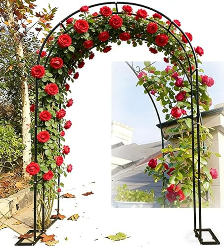 Arche de Jardin en Fer Noir pour Plantes Grimpantes Solide Treillis Résistant aux Intempéries pour Jardin Patio Décoration Mariage Fête,120×220×40cm