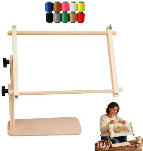 Adjustable Tabletop Embroidery Stand, Cross Stitch Frame Holder (M) | Needlepoint Lap Rack with 360° Rotating Stable Sitting-Base Design, for Cross Stitch Needlepoint DIY Craft