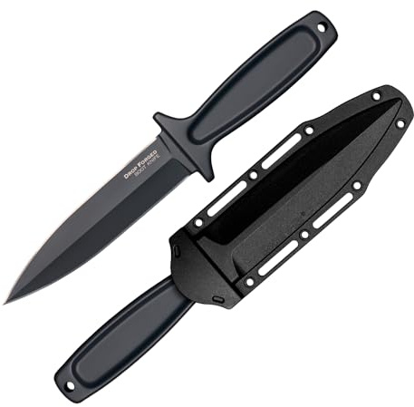 Cold Steel Drop Forged Boot 5 52100 High-Carbon Steel Spear Point Fixed Blade EDC Concealed Carry Tactical Outdoor Hunting Knife, 4 Ergonomic Handle, Resistant Secure-Ex Sheath