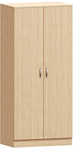 Vida Designs Riano 2 Door Wardrobe | Pine | Bedroom Furniture | 170H x 76W x 53D cm | with Shelf & Hanging Rail | Large Capacity Storage