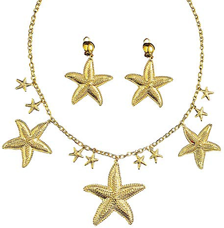 W WIDMANN MILANO Party Fashion 49971 - Schmuckset, Kette und Ohrringe, Seesterne, Schmuck, Halskette, Meerjungfrau, Mottoparty, Karneval