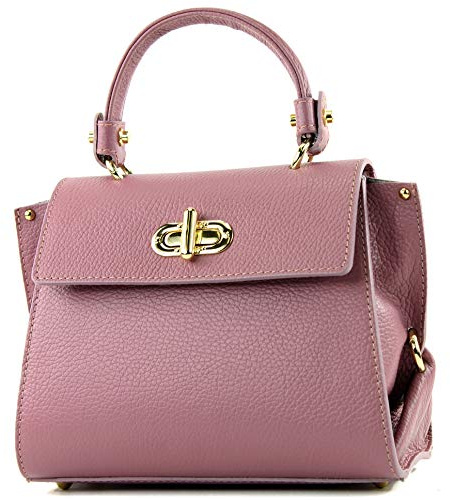 modamoda de - T182 - ital. Damen Henkeltasche Klein Leder, Farbe:Altrosa