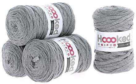 Hoooked RibbonXL Sparset aus 4 Rollen je 120 Meter Riesen-Textilgarn aus recycelter Kleidung in Stone Grey