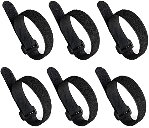 30 Stück 20 cm Schwarz Kabelbänder, Nylon Klett-Kabelbinder | Wiederverwendbare Kabelbinder, Verstellbare Klettband Kabelbänder, für Kabelmanagement