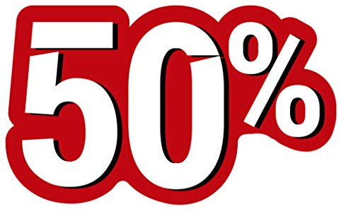 Oedim Vinilos para Escaparates Decoración Rebajas | Descuento del 50% | 50x30cm | Vinilo Adhesivo | Decora tu escaparate | Pegatinas Adhesivas Escaparate | Vinilos para Negocios