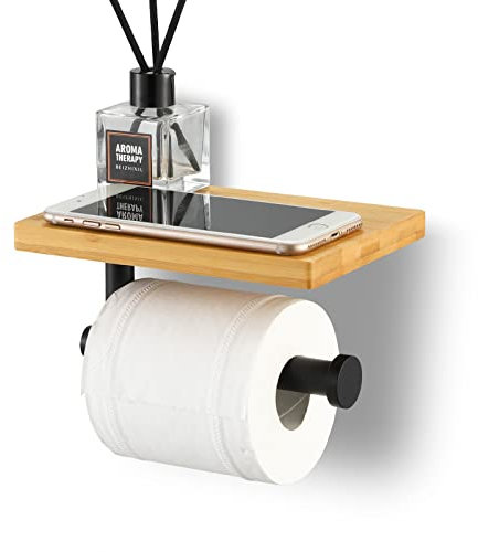 KES Toilettenpapierhalter mit Ablage Klopapierhalter Schwarz Matt Klorollenhalter Edelstahl SUS 304 Papierhalter WC Rollenhalter Toiletten Papierrollenhalter, BPH220BA-BK