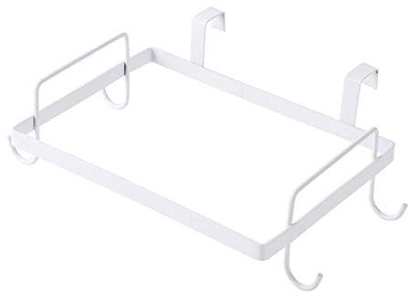 Porte-poubelle Cuisine polyvalente suspendue porte-poubelle ménage sac à ordures étagère de rangement Les armoires en fer forgé peuvent accrocher le porte-déchets-white