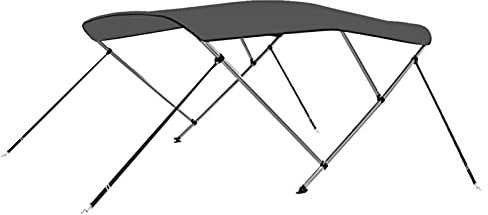 Tidyard 3-Bow Bimini mit Edelstahl-Clip Bootsverdeck Boot Verdeck Sonnendach Sonnenverdeck Sonnensegel Sonnenschutz Anthrazit 183x180x137cm,4 verstellbare Nylonbänder mit Edelstahl-Clip