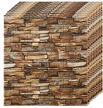 3D Brick Self Adhesive Wallpaper DIY PE Foam Soundproofing Stickers for Kitchen Living Room Bedroom Background Home DecorBrick Self Adhesive Wallpaper, Stone Peel Stick Wallpaper -Zw-355-6 50pcs