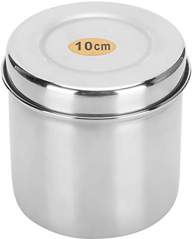 BORDSTRACT Round Aufbewahrungsbox mit Deckel, 10cm Edelstahl Wattestäbchen Halter von Wattebausch Wattepads & Wattestäbchen für Klinik Schönheitssalon Gesundheitszentrum