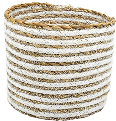 Dhaka Fair Trade Aufbewahrungskorb aus Seegras & Baumwolle – Brotkorb, Obstkorb aus 100% Handarbeit – Korb Aufbewahrung (15 x 13cm)