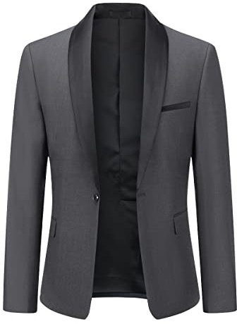 YOUTHUP Herrkavaj Slim Fit Formell kostymjacka vårt bröllop affärer, Mörkgrå, XL