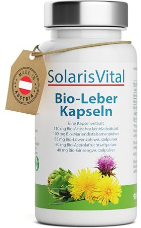 SolarisVital Leber Kapseln in Bioqualität 90 Stück - Kombination mit Artischocke, Mariendistel & Löwenzahn - Sinnvoll abgerundet mit Ginseng & Vitamin C - Produziert in Deutschland