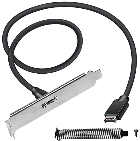 Xiatiaosann USB-C Cable adaptador de panel frontal, USB C hembra a 20 pines USB tipo E A-Key macho con soporte PCI, 15.7, con deflector de malla a prueba de polvo, tornillo