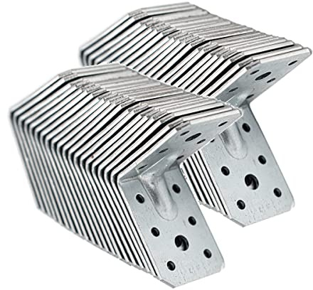 Systafex® 40x Bau-Winkel verzinkt 60x60x45mm mit Sicke CE Zulassung Winkelverbinder Lochwinkel