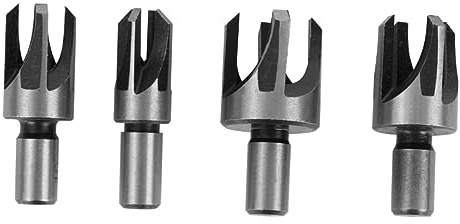 Healeved Juego de 4 Brocas para Cortar Madera con Forma de Herramienta para Taladro Eléctrico de Banco Cortadores Cónicos Rectos Hechos de Acero al Carbono Endurecido