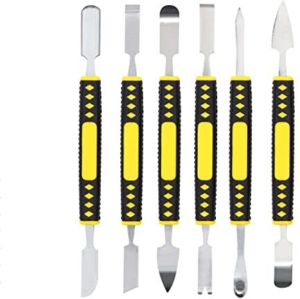 Metall-Brecheisen, 6-teiliges Set, Kompakte Struktur, Computer-Reparatur-Werkzeug-Set, Spudger-Hebelwerkzeug-Set, Öffnungswerkzeug, Doppelseitiges Hebeleisen aus Karbonstahl, Klein, Für Tel(L)