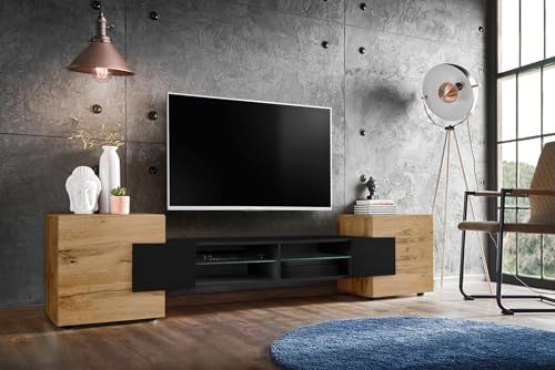 Komodee TV Schrank Merano Eiche/Schwarz/Eiche 230x52,5x35 cm