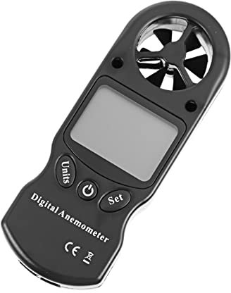 Healvian 1pc Mini Anémomètre Hygromètre Numérique Portatif Vitesse Du Vent Compteur sans Batterie Plastique Noir Mesure Précise