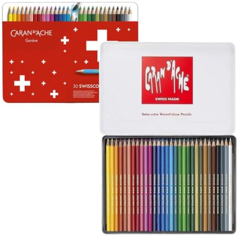 Caran d'Ache Swisscolor Aquarellstifte 30 Stück + 2 Umschläge – Swisscolor Aquarellfarben