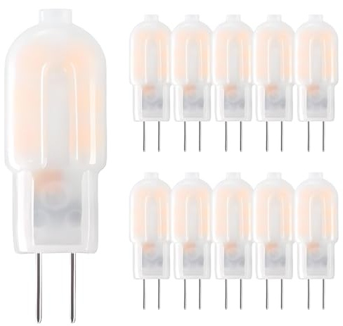 HUAMu G4 LED Lampen 2W, entspricht 20W Halogenbirne, Warmweiß 3000K, 200LM Energiesparlampe, kleine LED Birne G4, kein Flackern, nicht dimmbar, 10er Set