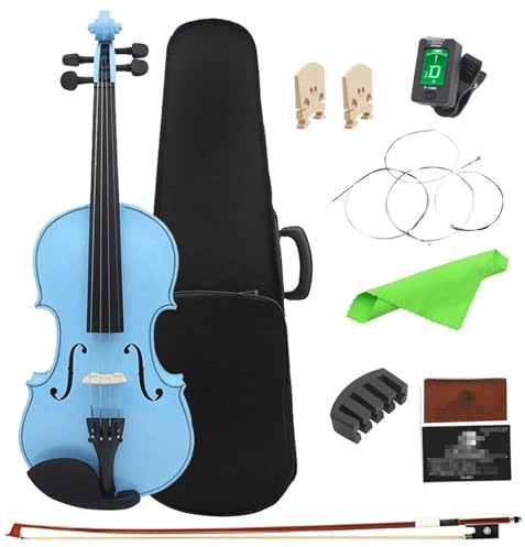 4/4 Principianti Violino Pannello In Acero Blu Set Di Violini Con Custodia Corde Per Arco Accordatore Ponti Per Violino Muti (Color : 4/4Violin Sets)