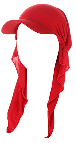 Schwarze Baseball Cap Herren Baseball Hut Kappe Hijab Schal Einfache Stoff Turban Sommer Atmungsaktive Muslimischen Kopftuch Hijab Kappe Für Frauen Männer Cap Vater Partnerlook (Red, One Size)