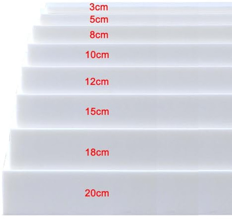 Monbaer Polsterschaum in individueller Größe, auf jede Größe zuschneidbar, Schaumstoff, für Wohnaccessoires, hochdichtes Sofa-, Bankkissen, Ersatz-Schaumstoff-Polsterung (60 x 60 x 8 cm)