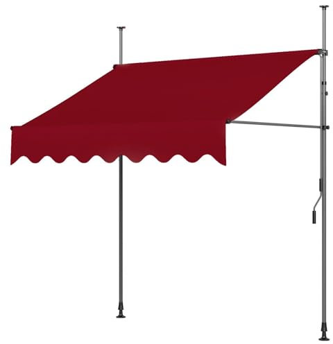 GMBAYUE Toldo Manual Retractil, Toldos Balcon con Protección UV, Toldos Ajustables 100% Poliéster, Toldos Exterior Terraza Enrollable, Ideal para Cualquier Ventana o Puerta(Color:Red,Size:300cm)