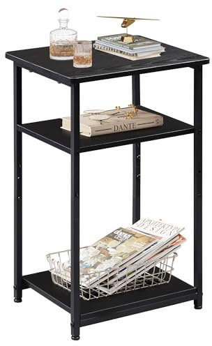 WLIVE Table d’Appoint, Petite Table de Chevet, Bouts de canapé, Plateau Accoudoir Canapé, 3 Étagère Panier en- pour Salon, Chambre, Style Industriel, 37 x 31X 56 cm