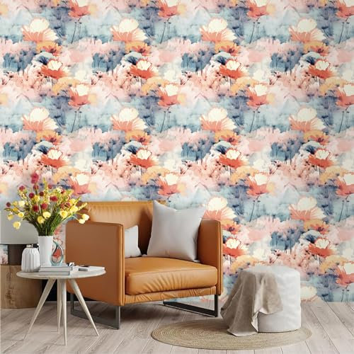 Tapete Retro Pink Orange Selbstklebende Tapete Klebefolie Möbel Abnehmbar Tapete Selbstklebend Fototapete Selbstklebend Dekoratives Wallpaper Wandschutzfolie Tapeten 1P (45x300cm)
