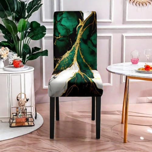 Stuhlhussen Grün Gelb Stuhlüberzug Weich Spandex Stuhlhussen Schwingstühle Stuhlbezug Waschbar Stuhl überzug Abnehmbare Stuhlbezüge mit Gummiband Hussen für Stühle Stuhlhussen 6er Set