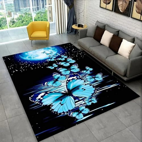 Bunte Tiere, Schmetterlinge, Blumen Teppich Kinderteppich Wohnzimmerteppich Schlafzimmerteppich 3D-Gedruckter Superweicher Flanellteppich 90 X 150 Cm -Polyester-Soft-Touch,Leicht Zu Re -81743117269502