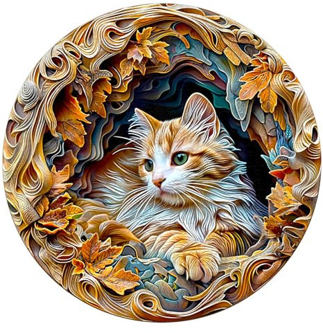 Individz Holzpuzzle für Erwachsene, Einzigartige Tierförmige Katze Wooden Puzzle, Geburtstagsgeschenk Weihnachtsgeschenke für Familie Freunde (L-34*34cm-300 Stück)