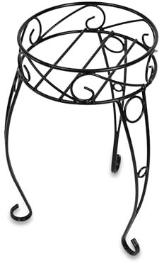 BESCH Portamacetas para Plantas Redondos con Pie de Metal Negro 24x32x48cm Estilo Vintage - Soporte para Macertas Estructura Resistente hasta 15 KG Uso Interior y Exterior