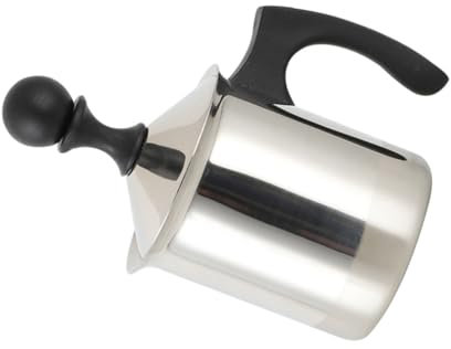 MUCKLILY Espumador De Leche Manual Inoxidable Con Doble Para Latte y Cappuccino De Usar y Duradero