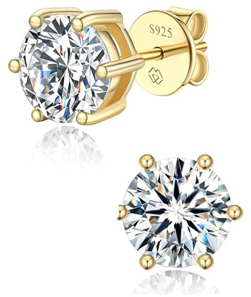 MomentWish Moissanite Ohrringe Gold 585 Ohrstecker Rosegold mit Stein | 0,6/1/2/3 Karat Ohrstecker Gold Diamant Echtes Silber Hypoallergen Schmuck Damen Geschenk für Frauen Freundin 4-7,5 mm