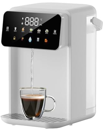iFCOW Distributeur d'eau chaude, chauffe-eau instantané en 3 secondes, 7 niveaux de température, 8 sorties d'eau avec réservoir d'eau de 3,5 l, volume réglable pour cuisine et bureau, fonction mémoire