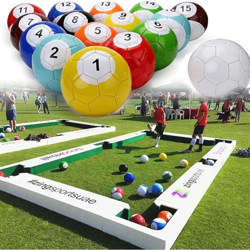Aufblasbares Billard-Fußball-Set – 16-teiliges Snookball-Tischspiel für Erwachsene, Leder-Pool-Kickbälle für Outdoor-Unterhaltung
