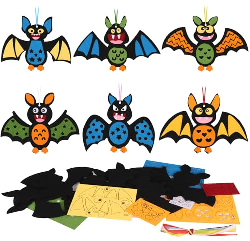 SULOLI 12 Stück Bastelsets für Kinder,Fledermaus Kreativsets zum Basteln,DIY Bastelhandwerk,Herbst Kunsthandwerk für Junge Mädchen Party Bastelarbeiten