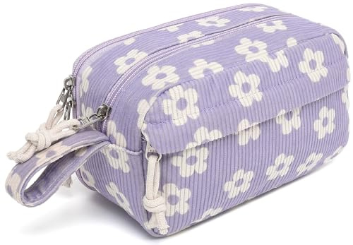 LEDAOU Trousse à crayons, grande capacité, avec fermeture éclair, fournitures scolaires pour adolescentes et filles, Petite fleur violette 95, 22 x 12 x 9 cm, Trousse d'écolier