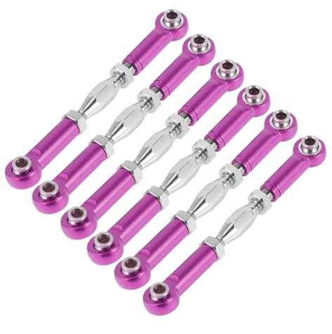 Toddmomy 6Pcs Adjustable Turnbuckle Rod Linkage for Rc Epxhsp Racing Buggy Truck Upgrade Parts Easy Install Purple Color