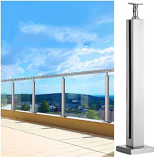 Kit balustrade en acier inoxydable et verre pour terrasses et piscines Système il carré/rond 135 cm (53) finition argent - Parfait pour les espaces extérieurs modernes