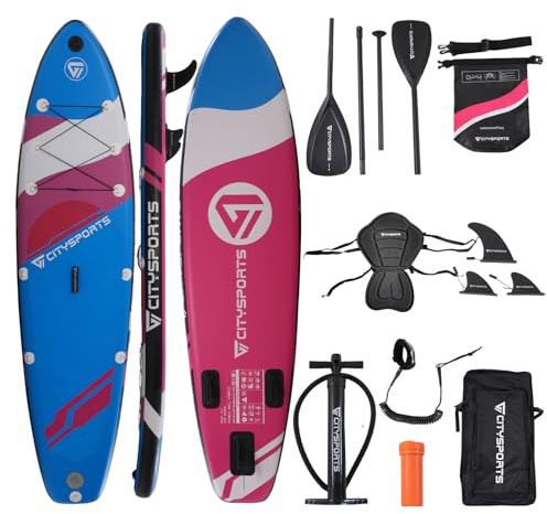 CITYSPORTSPRO Professionelle Klasse Eva Surfbrett | 3.2M Medium Board | Hohe Schwimmstabilität Design | Geeignet für Anfänger / Fortgeschrittene Spieler | Max. Gewicht 160kg (Rosa, Senior)