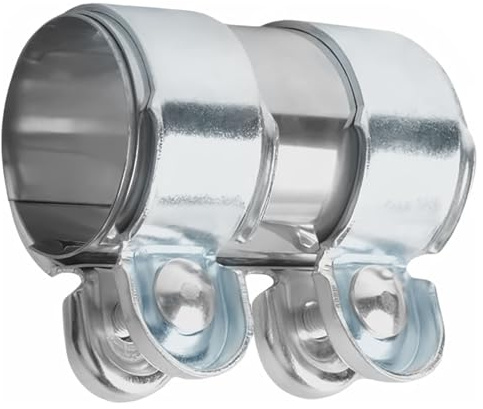Abrazadera de tubo de escape de acero inoxidable, diámetro de 55 mm x 125 mm, conector de tubo de escape, abrazaderas con doble abrazadera, tubo de escape universal