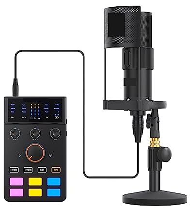 Table de mixage DJ, Kit de carte son AD avec changeur de voix Interface USB adaptateur micro externe mélangeur de carte son